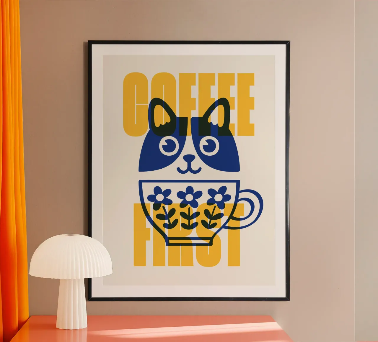 Coffee First! Poster von Tamsen Design