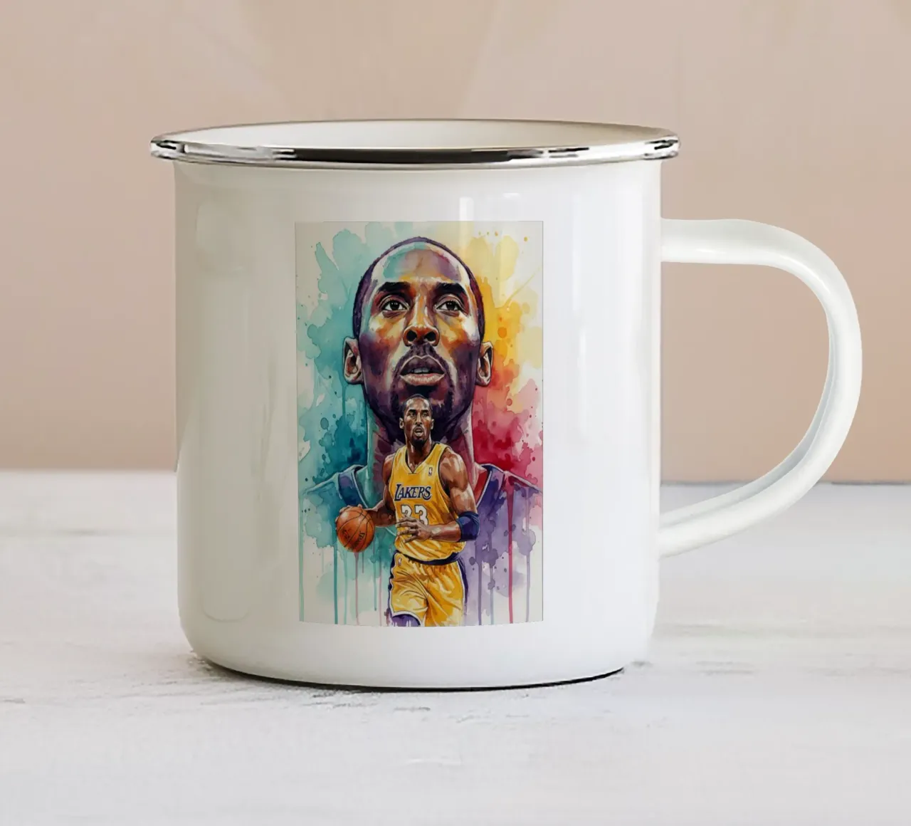 Kobe Bryant acquerello d'arte tazza in smalto da LUMINTU