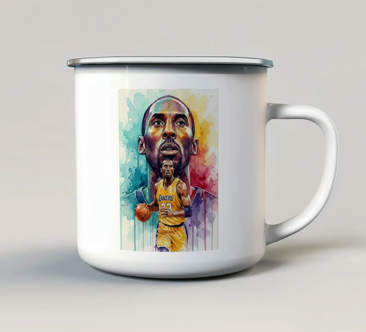 Kobe Bryant acquerello d'arte tazza in smalto da LUMINTU