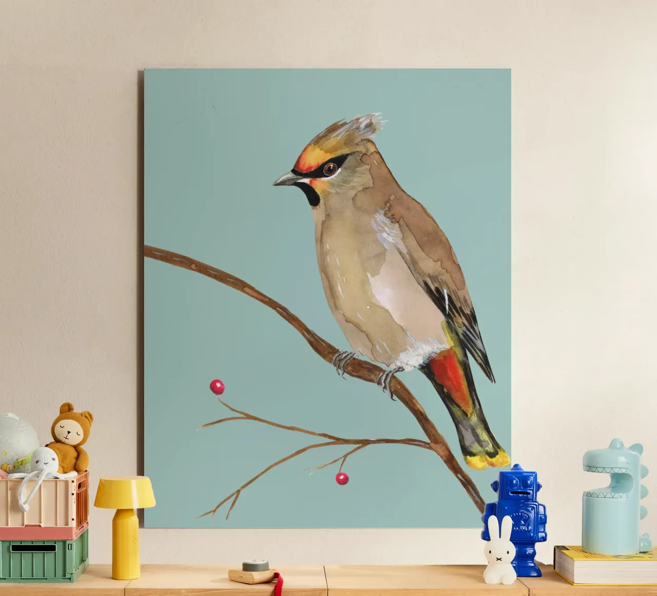 Bohemian waxwing alu-dibond by BwiseLizzy