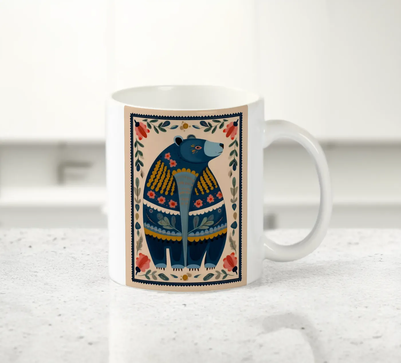 Folk Forest Bear ceramic mug by Sienna Atelier
