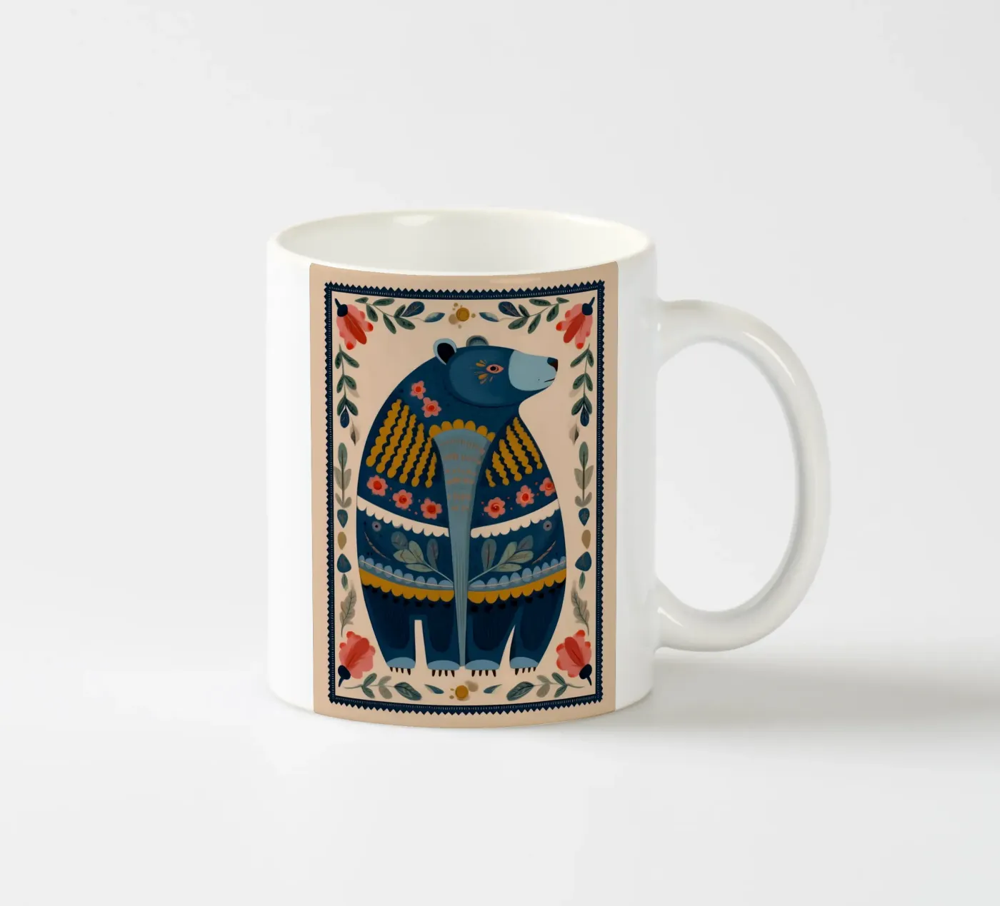 Folk Forest Bear ceramic mug by Sienna Atelier