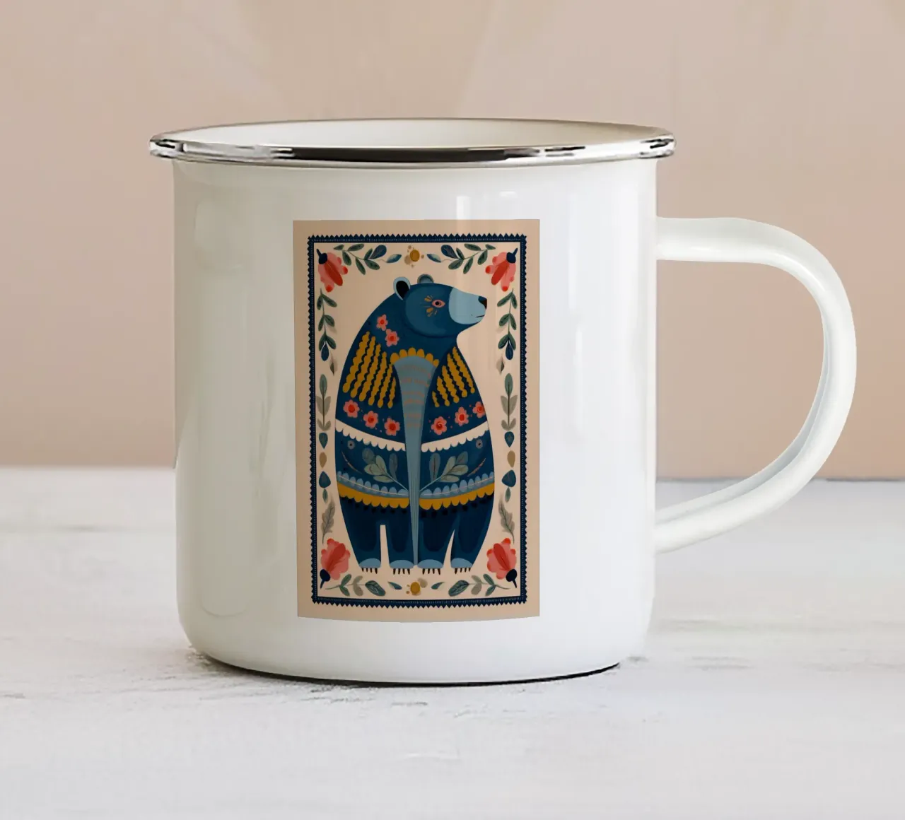 Orso della foresta popolare tazza in smalto da Sienna Atelier