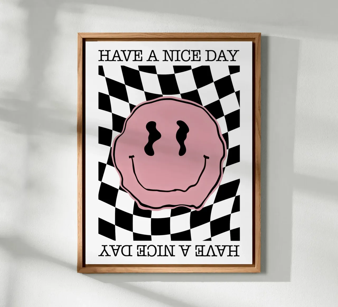 Have A Nice Day - Smiley Pink Black Alu-Dibond von Emil Art Studio