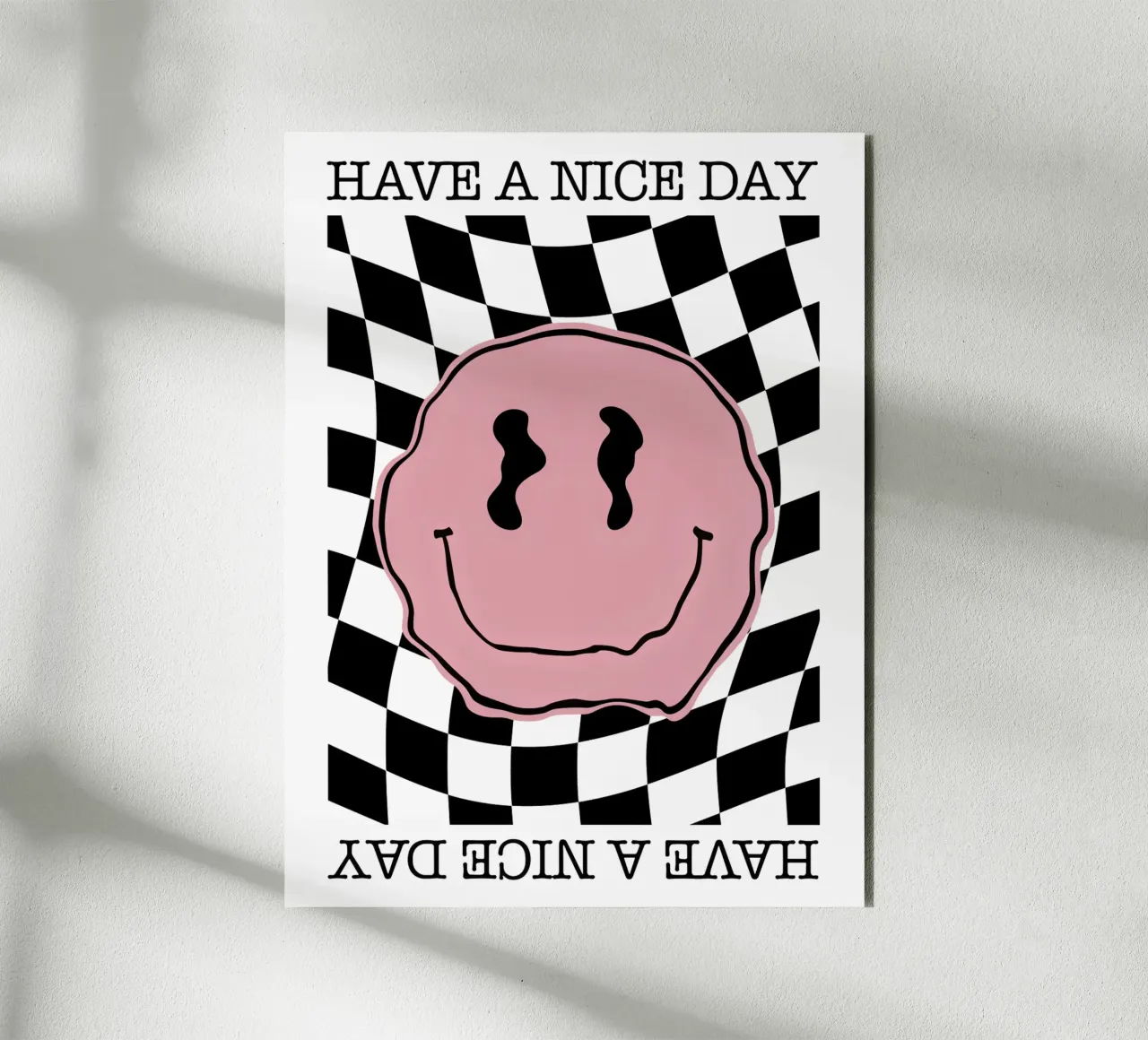 Have A Nice Day - Smiley Pink Black Alu-Dibond von Emil Art Studio