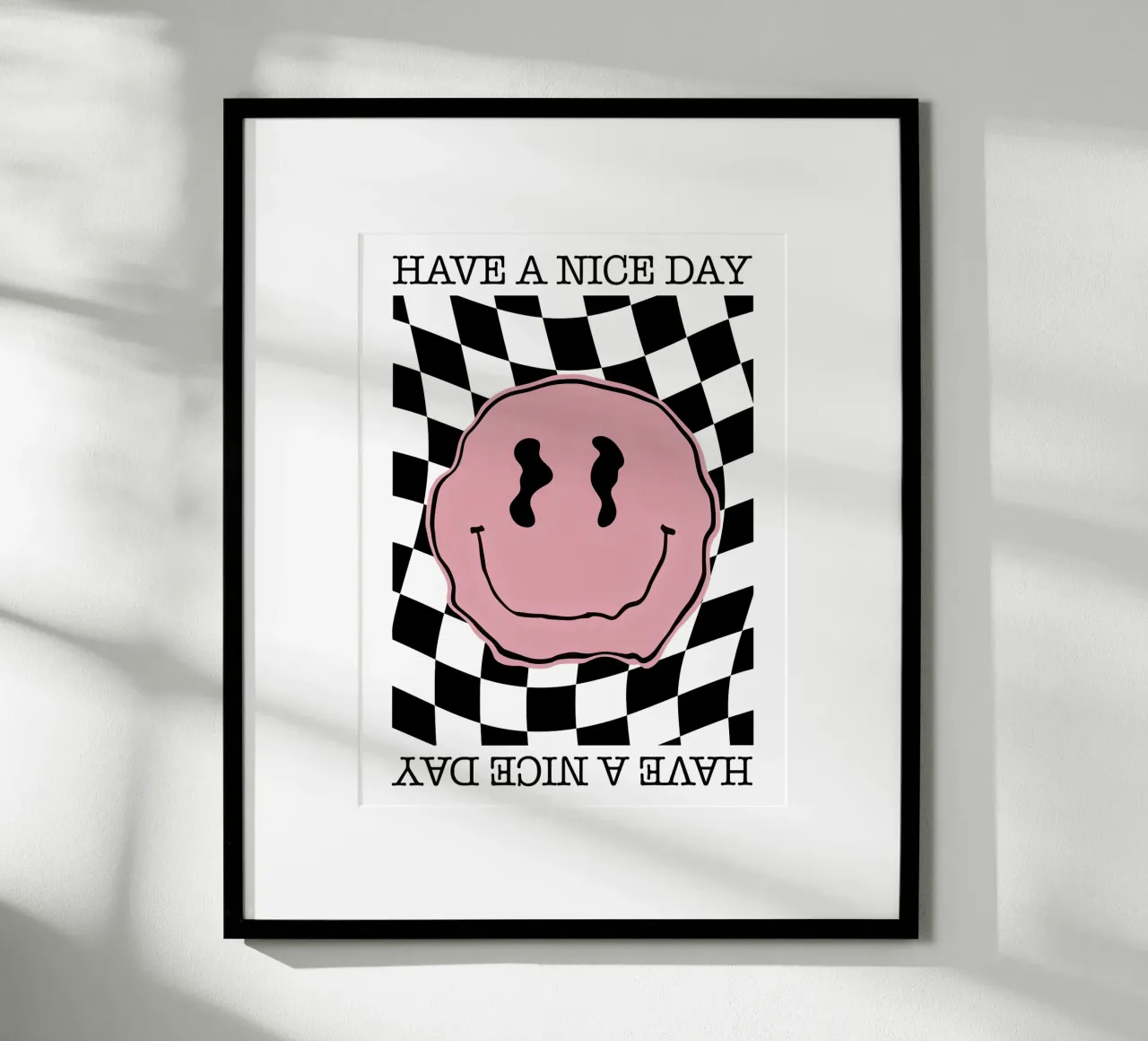 Have A Nice Day - Smiley Pink Black poster by Emil Art Studio