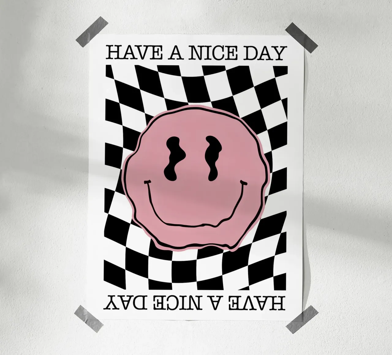 Have A Nice Day - Smiley Pink Black poster by Emil Art Studio