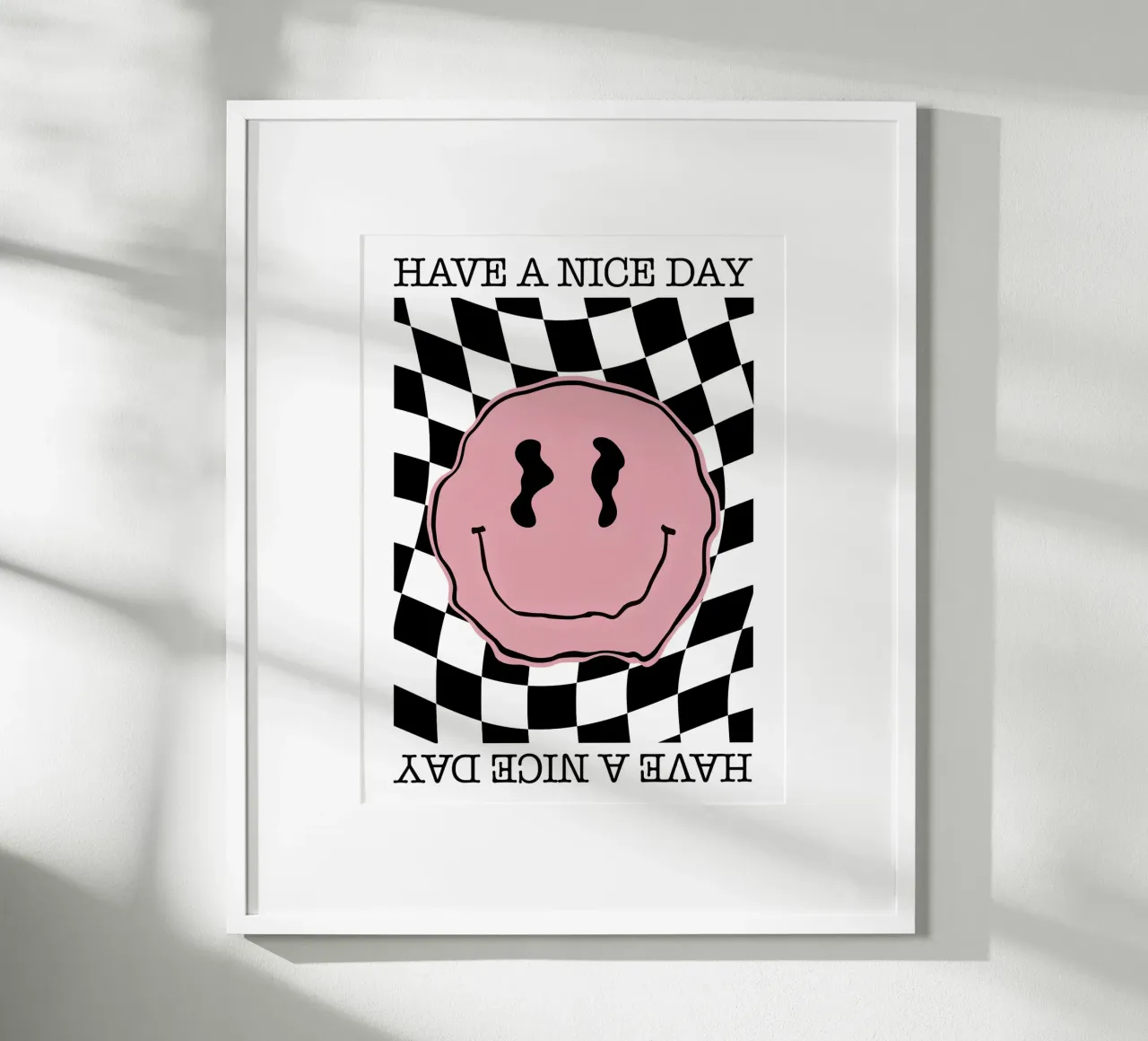 Have A Nice Day - Smiley Pink Black poster by Emil Art Studio
