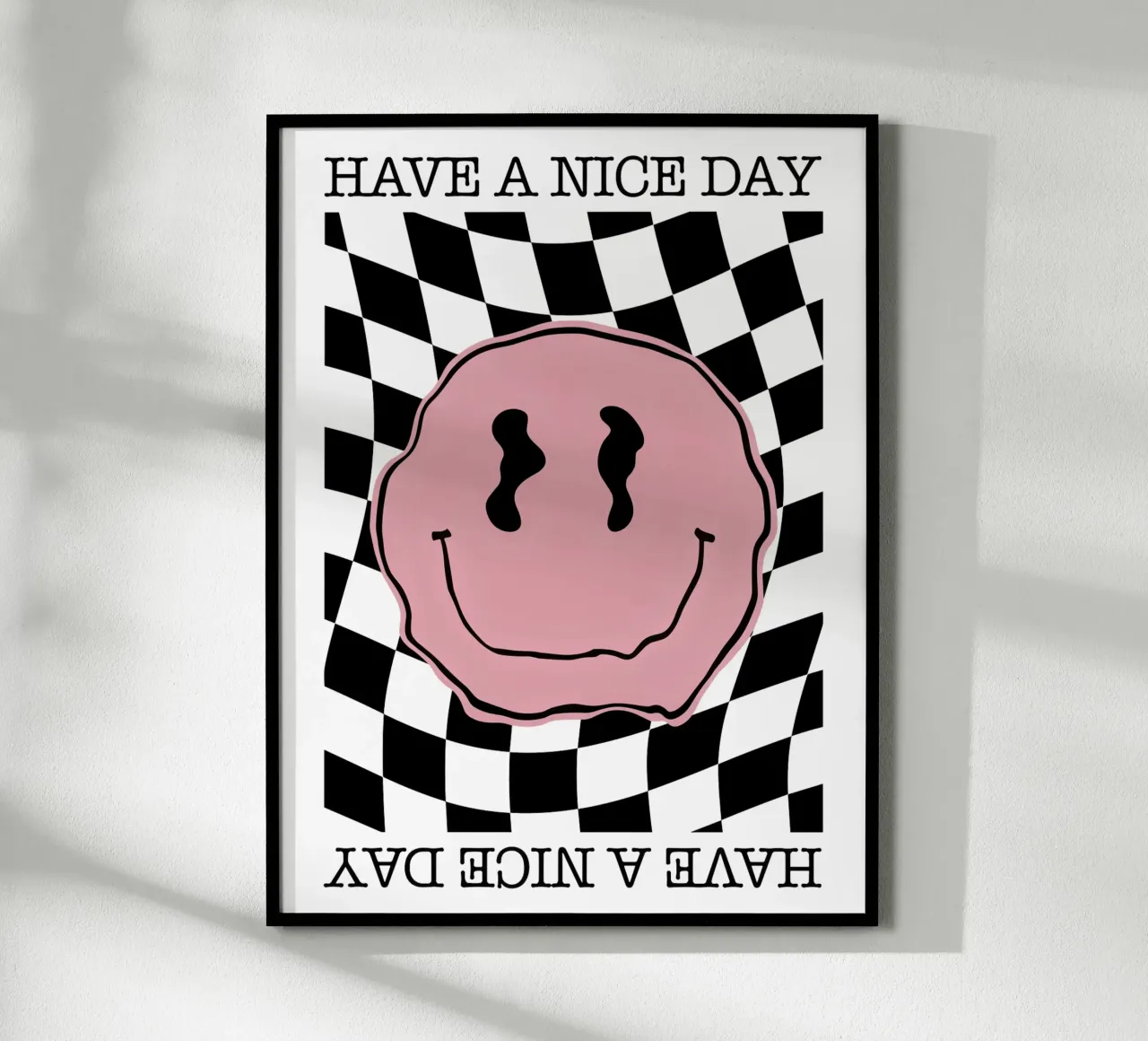 Have A Nice Day - Smiley Pink Black poster by Emil Art Studio