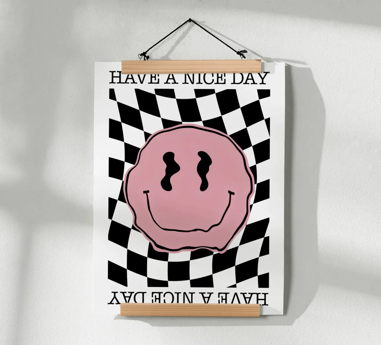 Have A Nice Day - Smiley Pink Black poster by Emil Art Studio