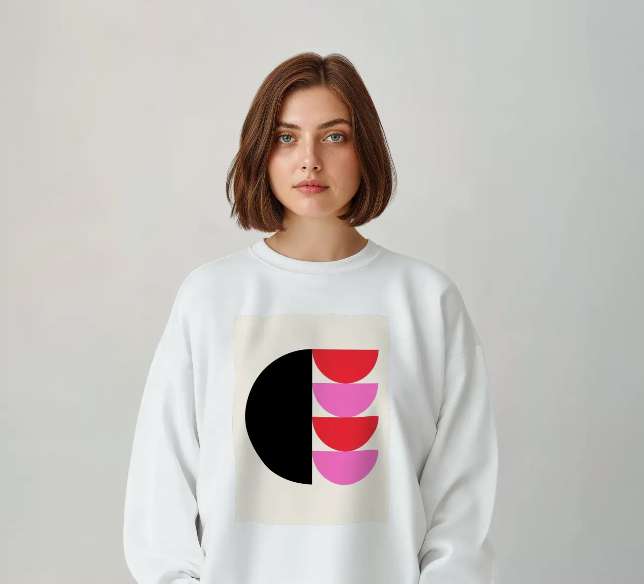 Composizione geometrica a semicerchio in rosa, rosso e nero felpa da Trendy Vibes