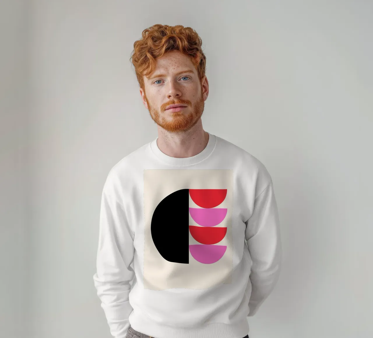 Composizione geometrica a semicerchio in rosa, rosso e nero felpa da Trendy Vibes