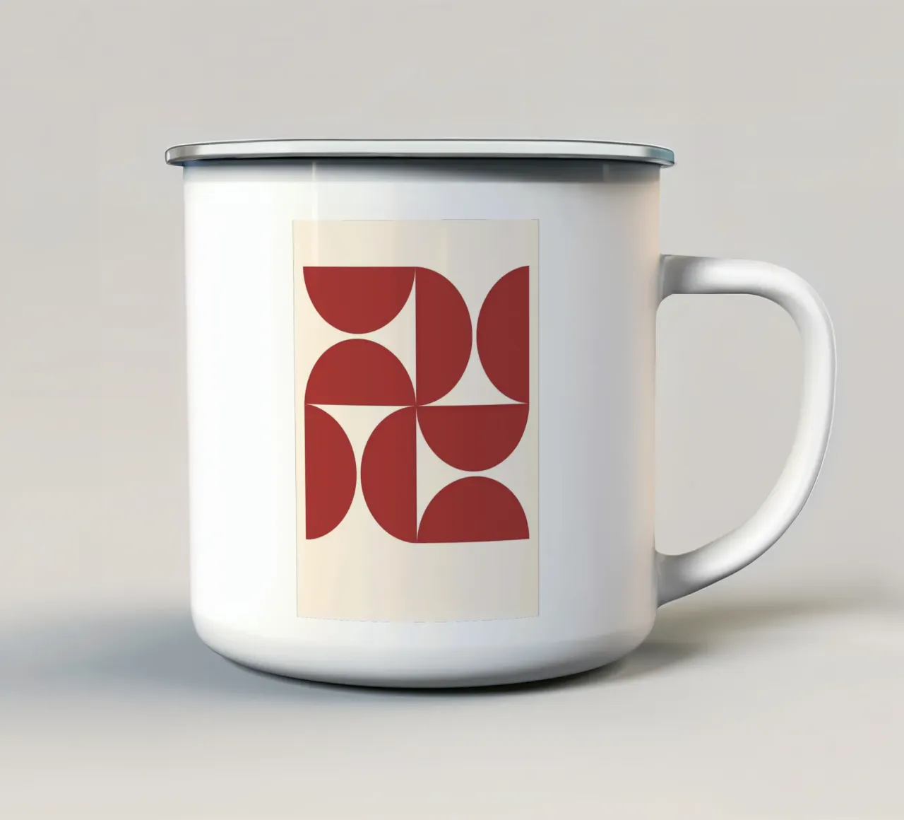 Forme geometriche moderne di metà secolo in una calda tonalità di rosso tazza in smalto da Trendy Vibes