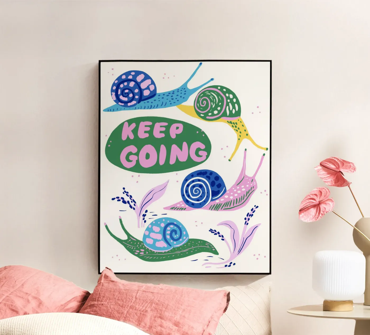 Blijven gaan Slakken acryl van Tara Reed