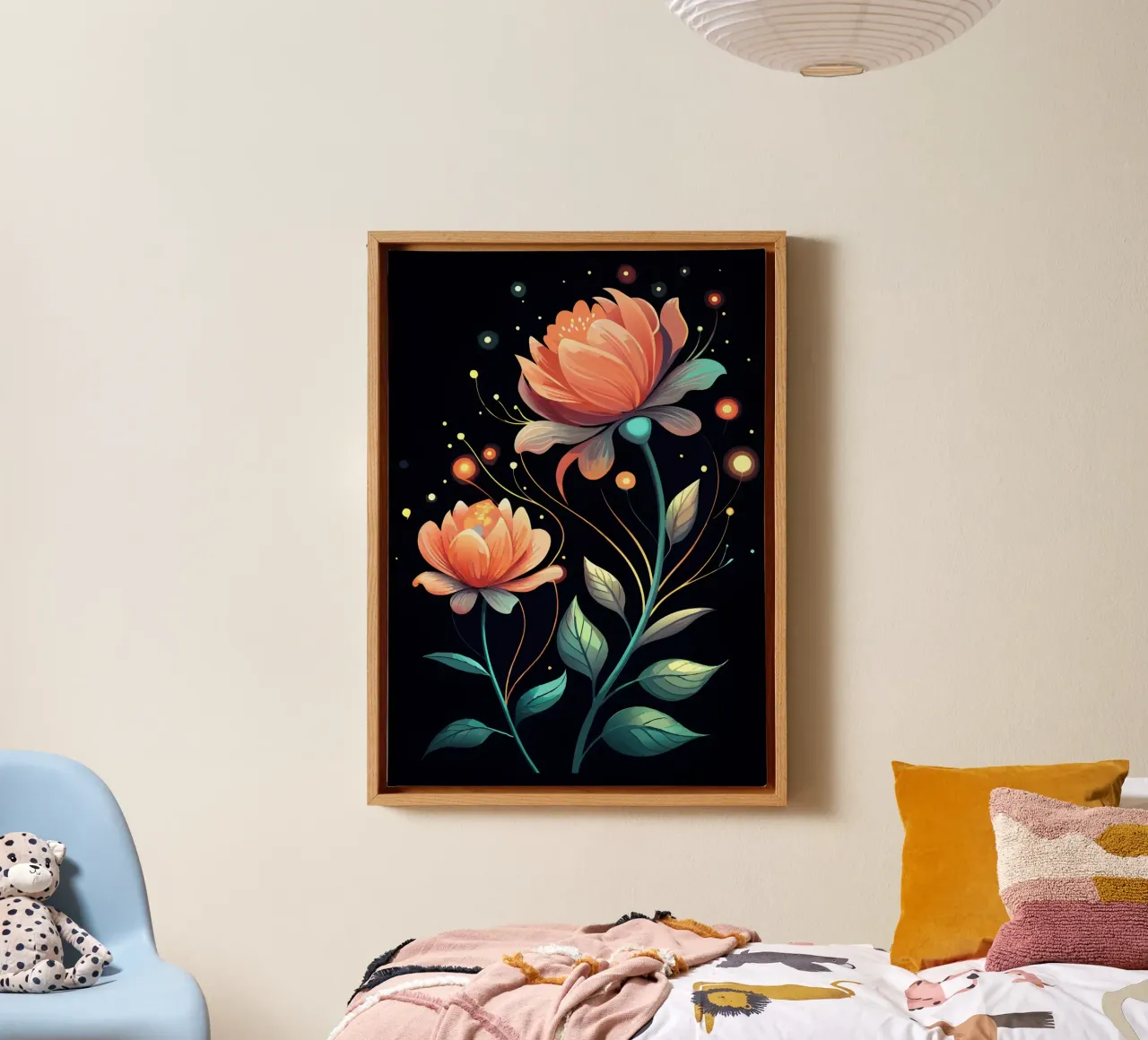 Hemelse bloemen canvas met Baklijst van Artistic-shop