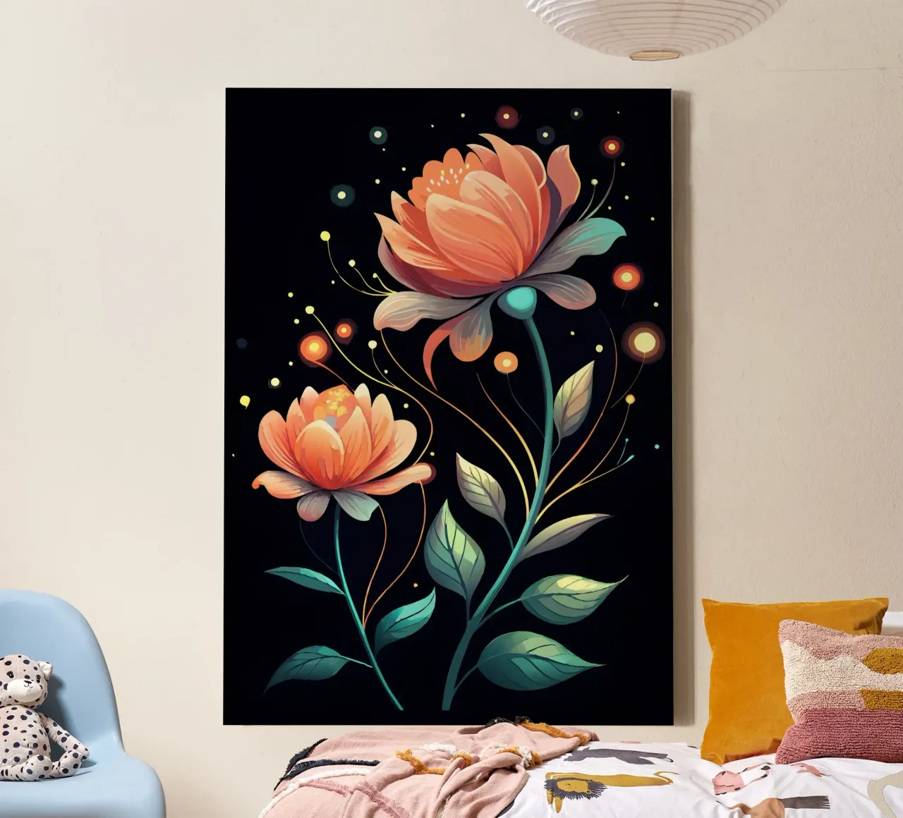 Hemelse bloemen canvas met Baklijst van Artistic-shop