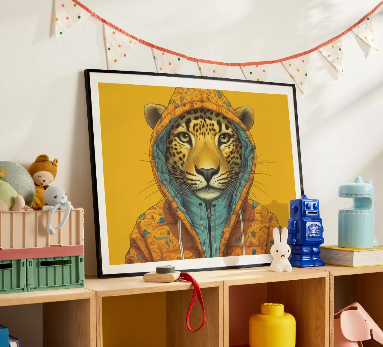 Leopard poster con telaio in alluminio da Artsy Bessy