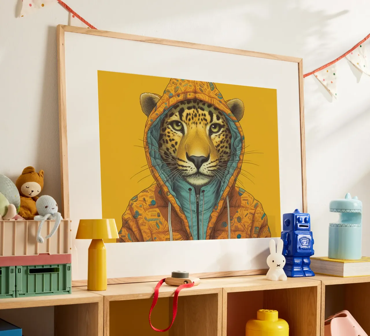 Leopard poster con telaio in alluminio da Artsy Bessy