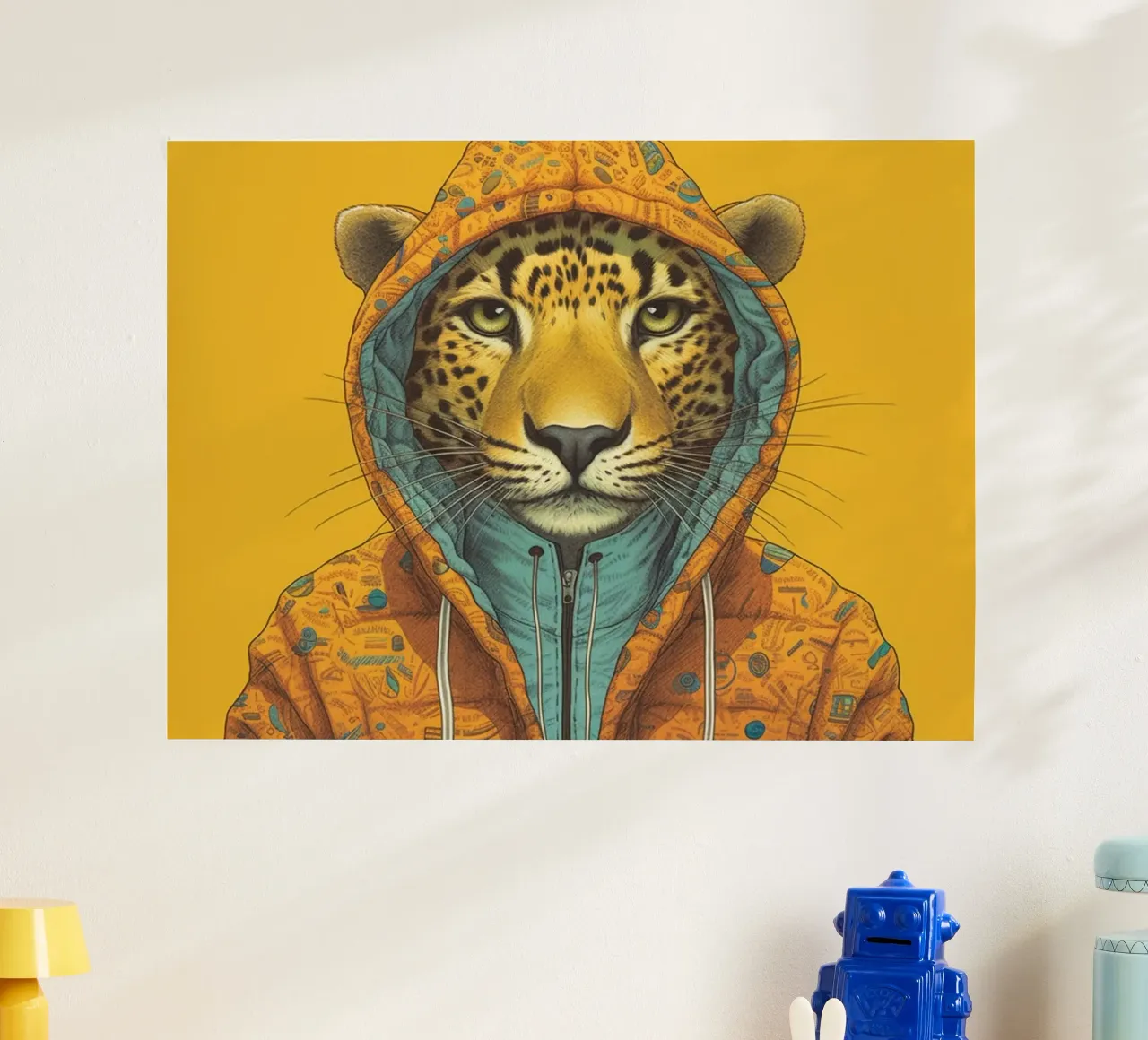 Leopard poster con telaio in alluminio da Artsy Bessy