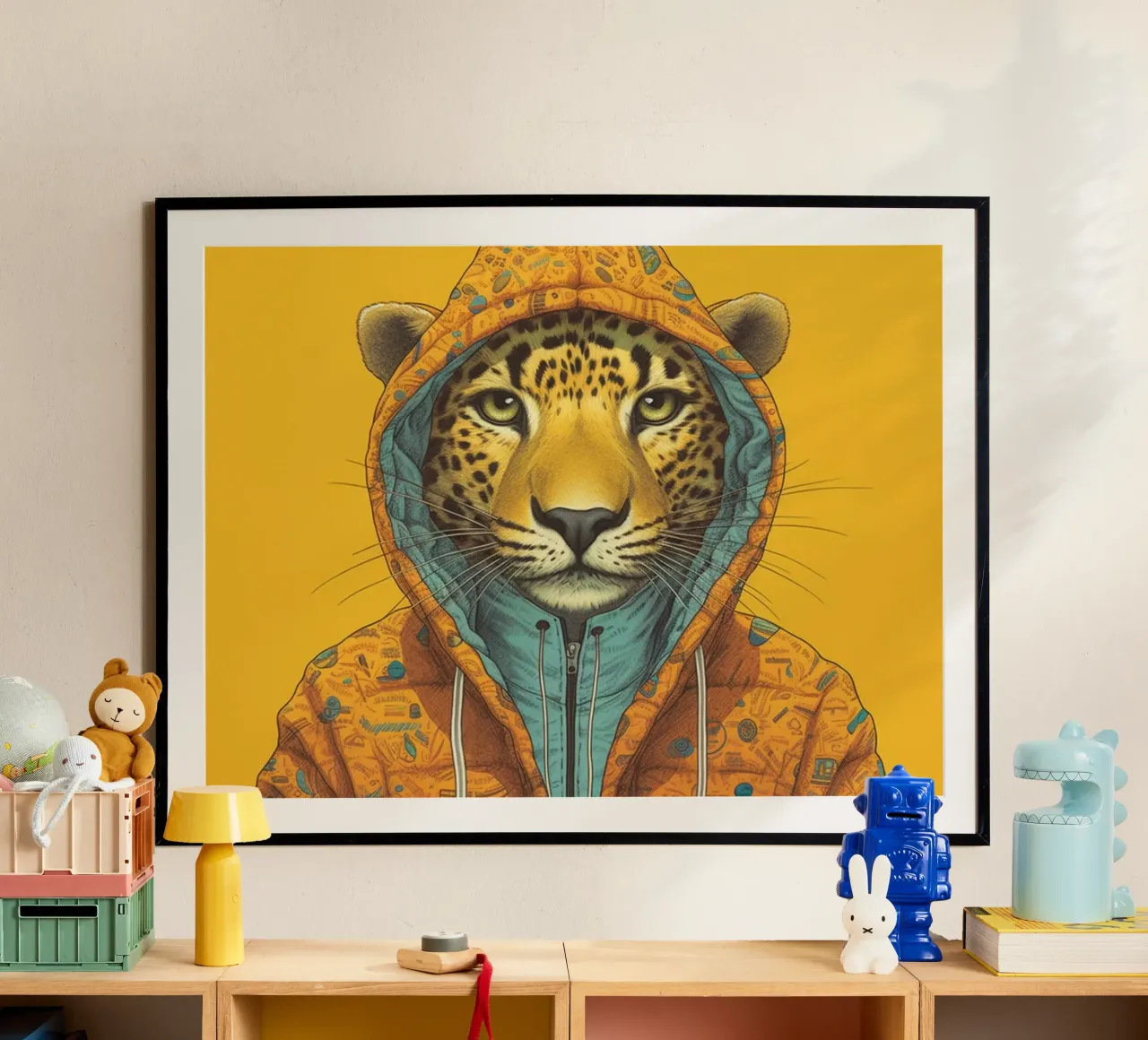 Leopard poster con telaio in alluminio da Artsy Bessy