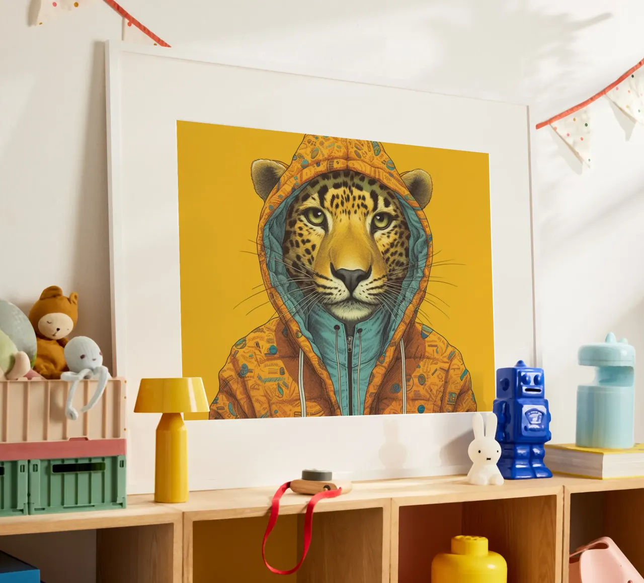 Leopard poster con telaio in alluminio da Artsy Bessy