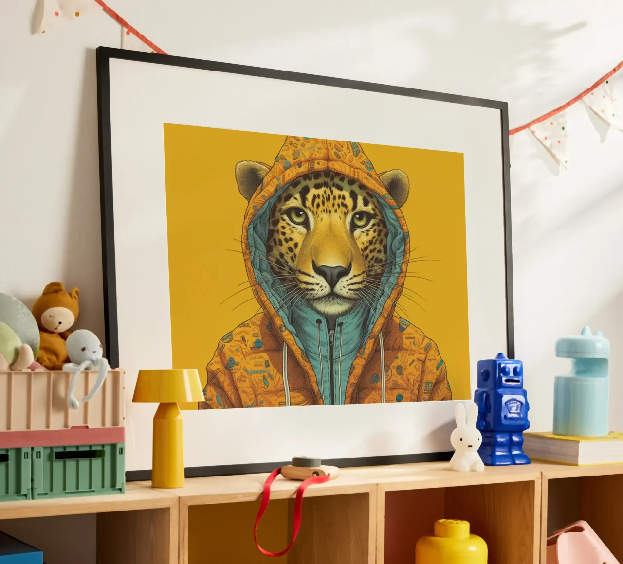 Leopard poster con telaio in alluminio da Artsy Bessy