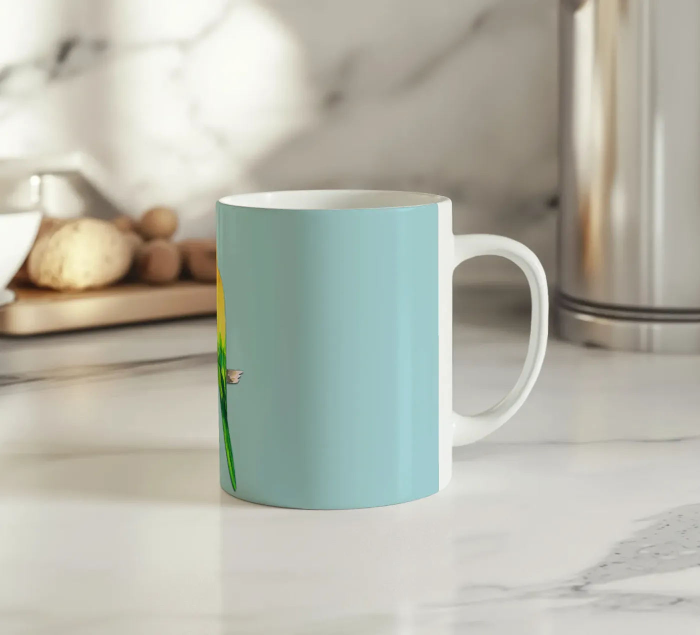 Sun conure ceramic mug by BwiseLizzy