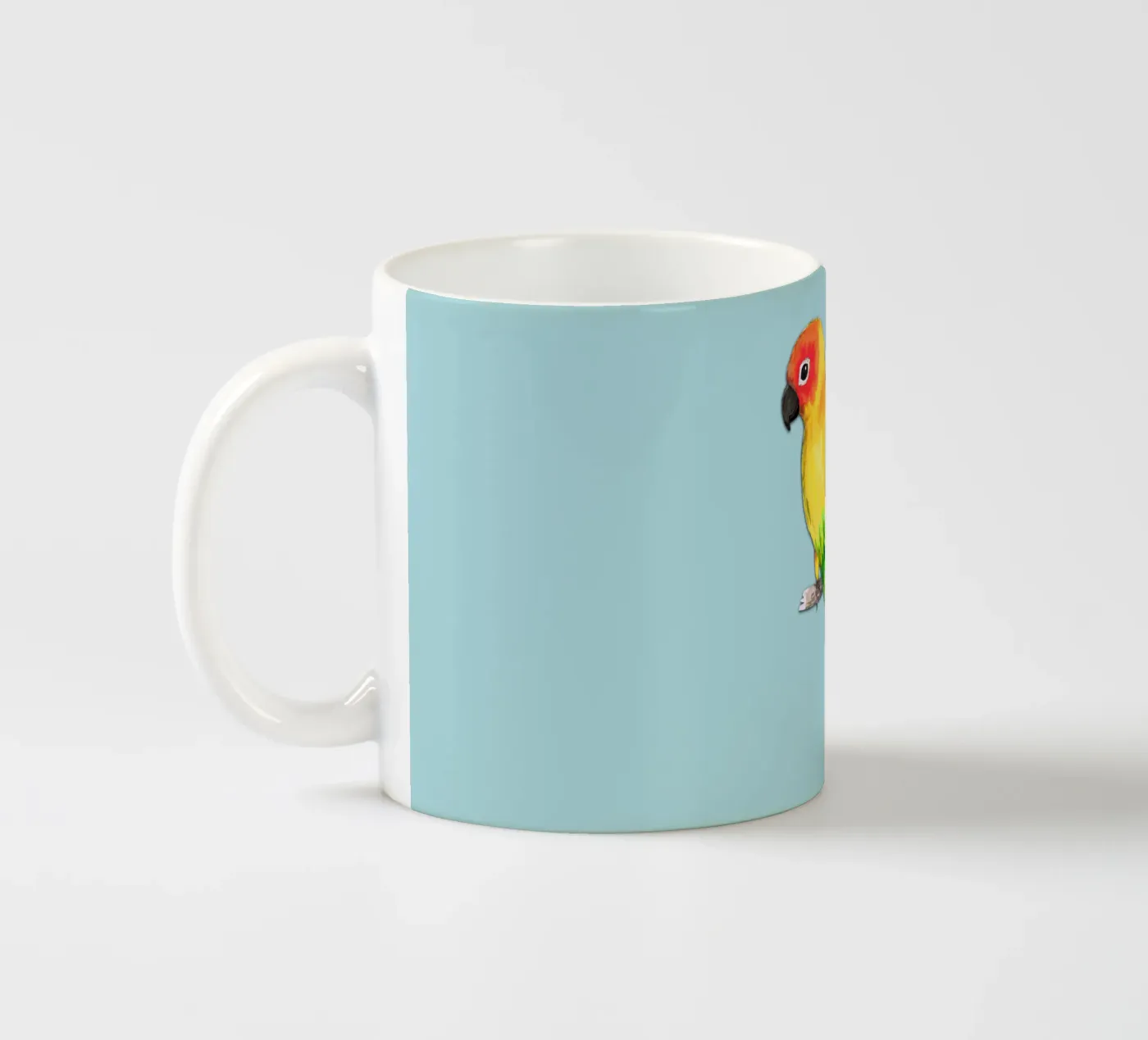 Sun conure ceramic mug by BwiseLizzy