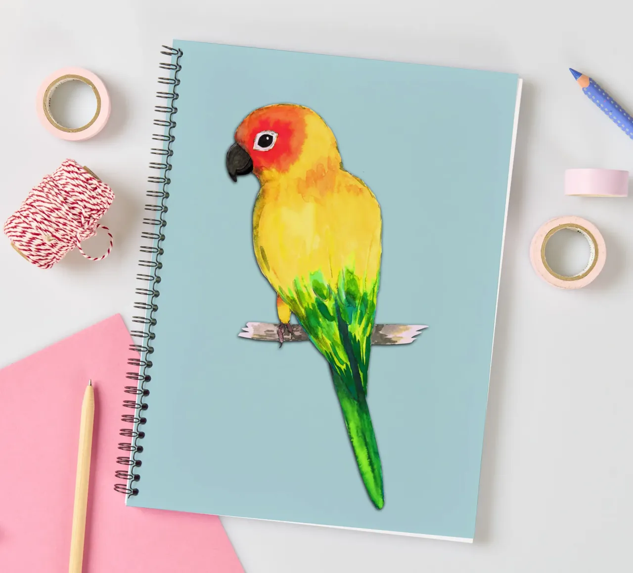 Sun conure spiral notebook by BwiseLizzy