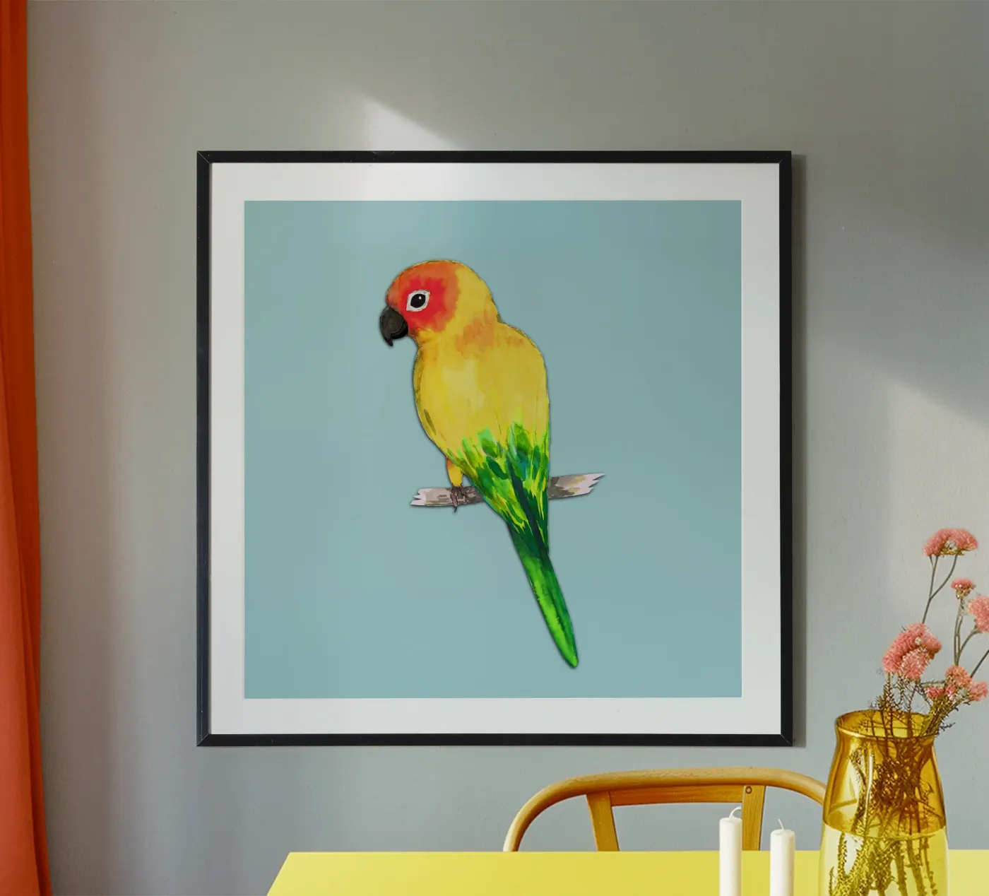 Sun conure poster by BwiseLizzy