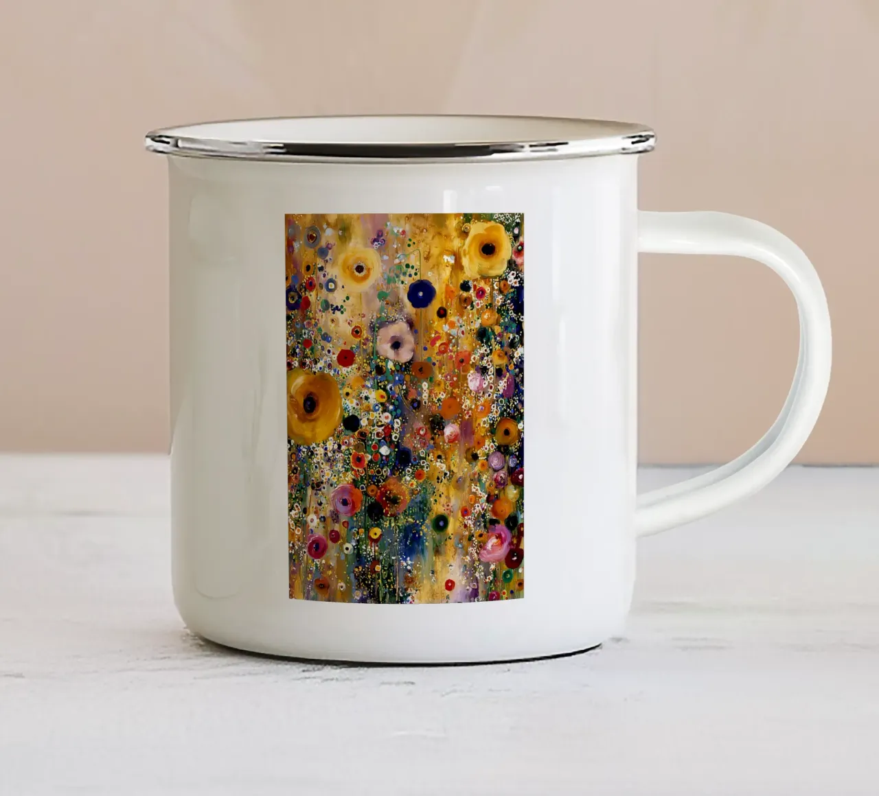 Flowers Abstract B, style Klimt tazza in smalto da MATEOart