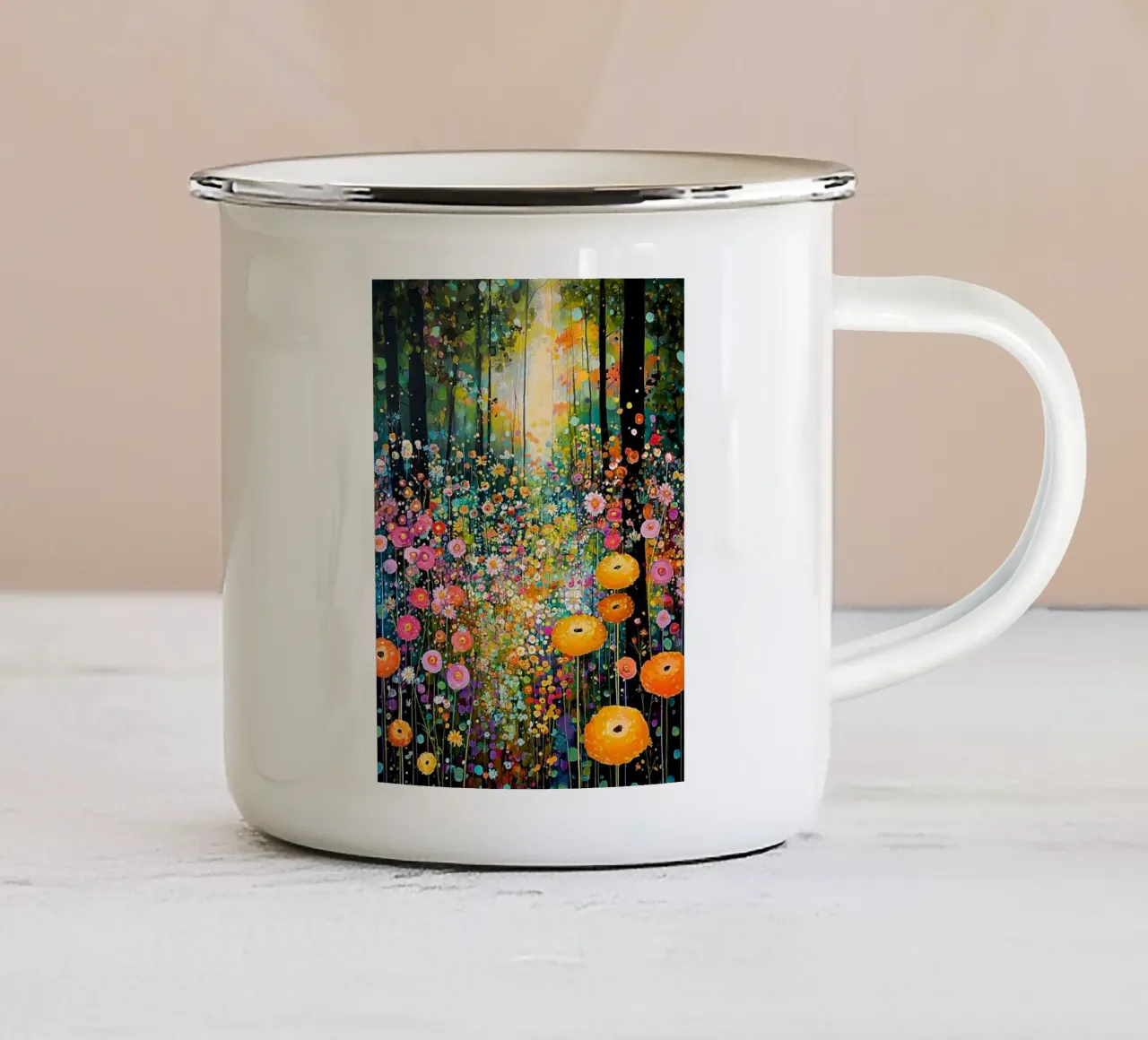 Forest flowers B, style Klimt tazza in smalto da MATEOart