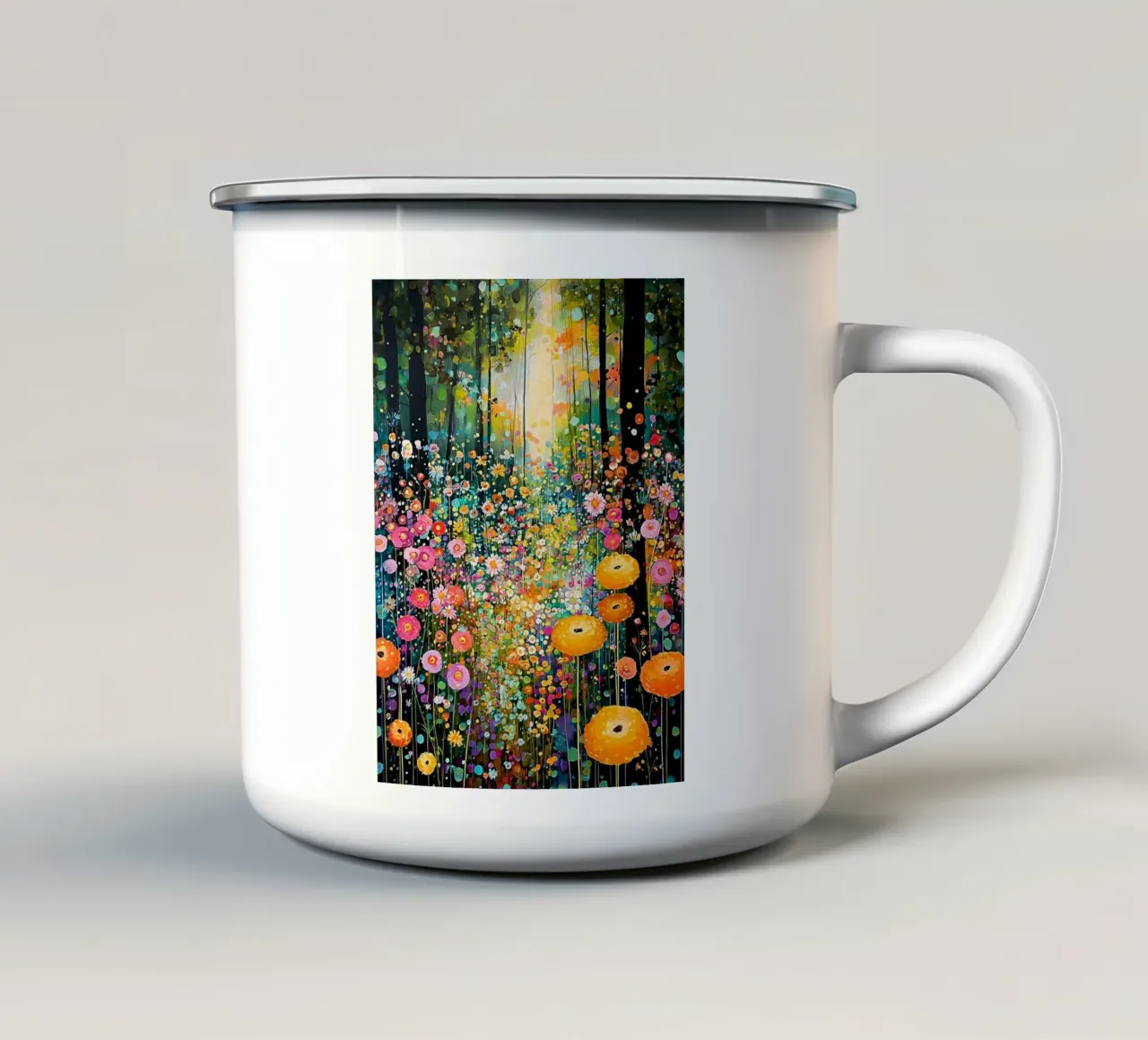 Forest flowers B, style Klimt tazza in smalto da MATEOart