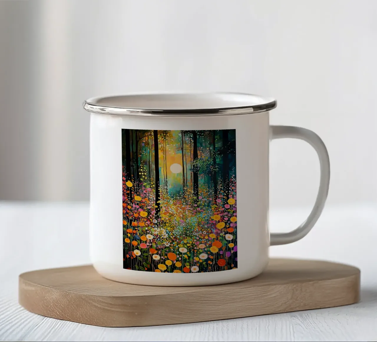 Forest flowers C, style Klimt tazza in smalto da MATEOart