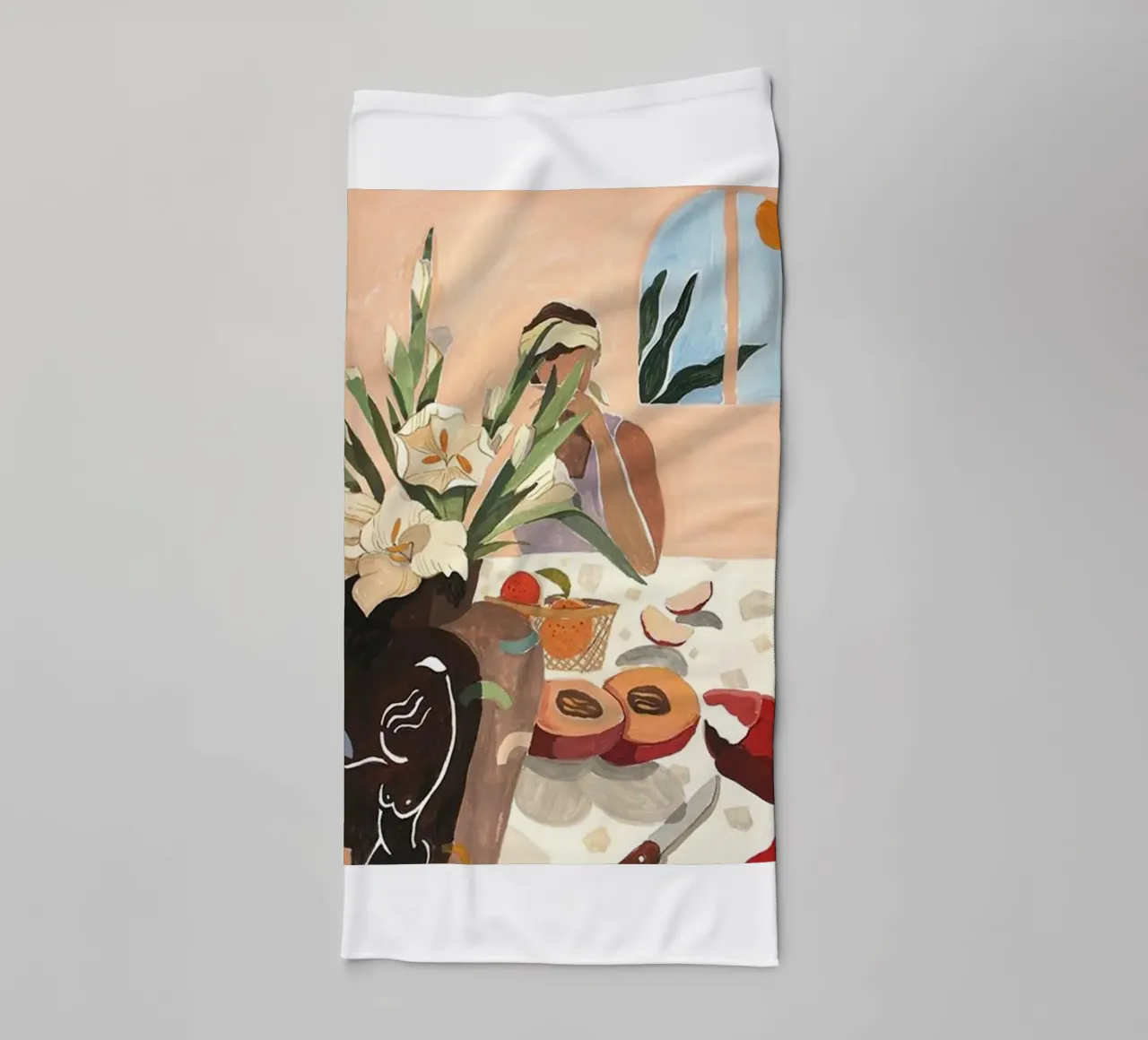 enjoy a meal at the table arty guava towel by walker shop