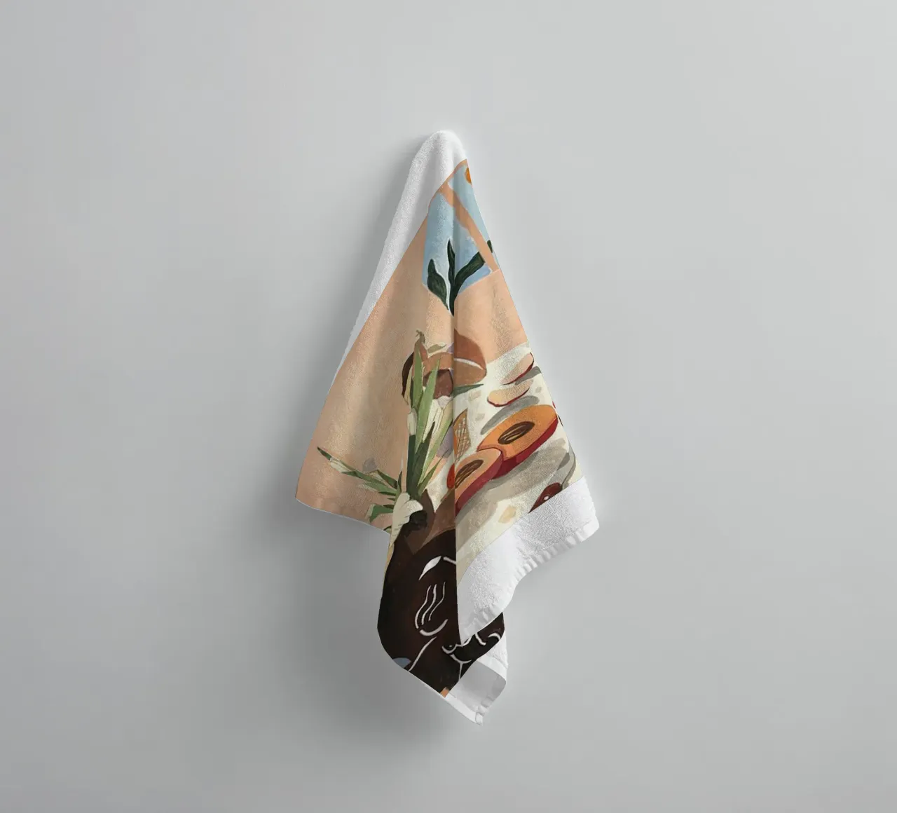 enjoy a meal at the table arty guava towel by walker shop