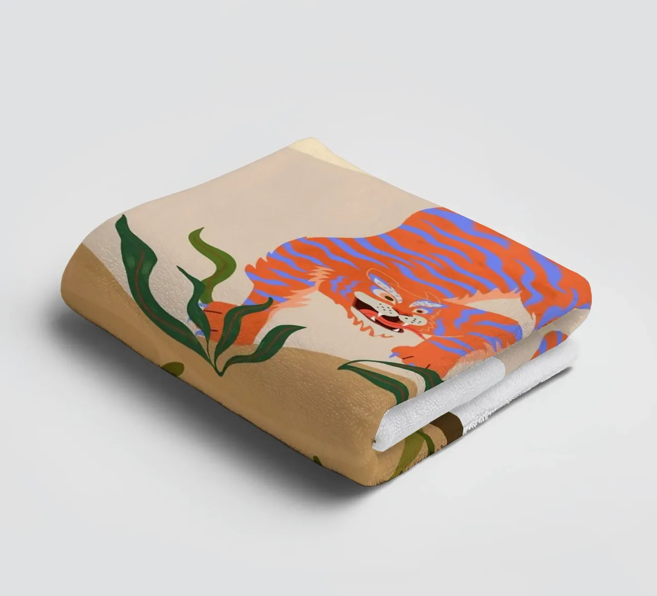 dancing with tigers arty guava towel by walker shop