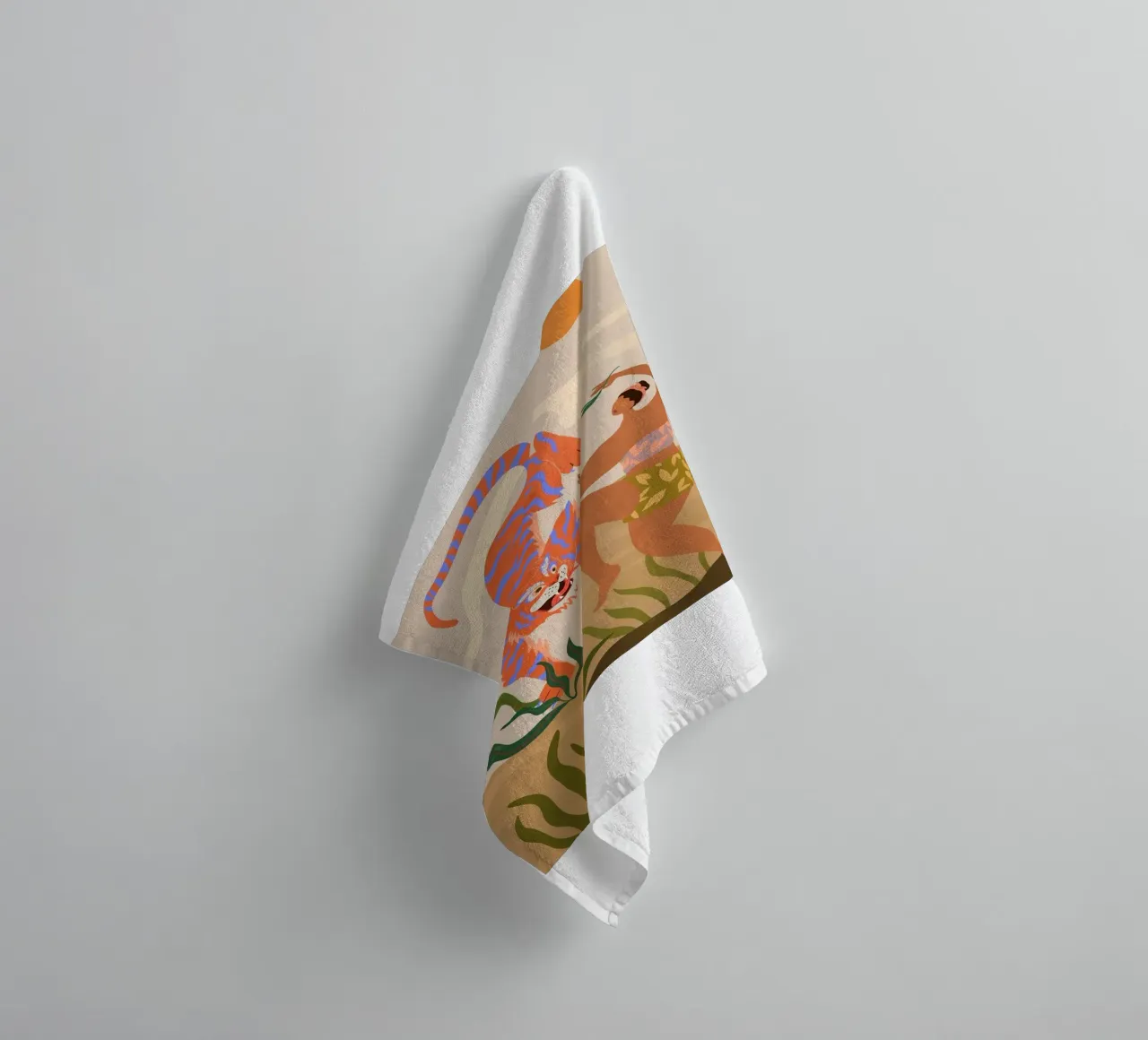 dancing with tigers arty guava towel by walker shop