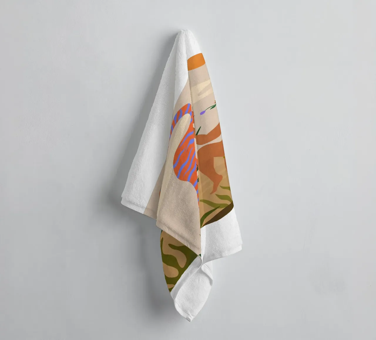 dancing with tigers arty guava towel by walker shop