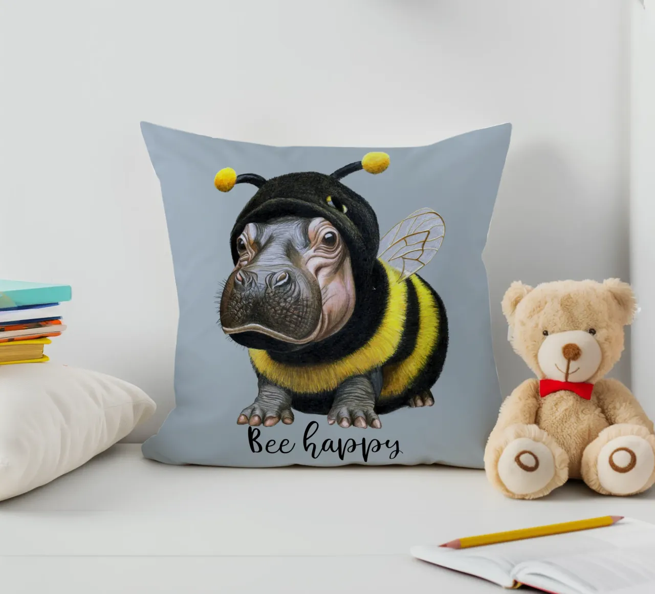 Bee Happy cuscino da Graphit und Farbe