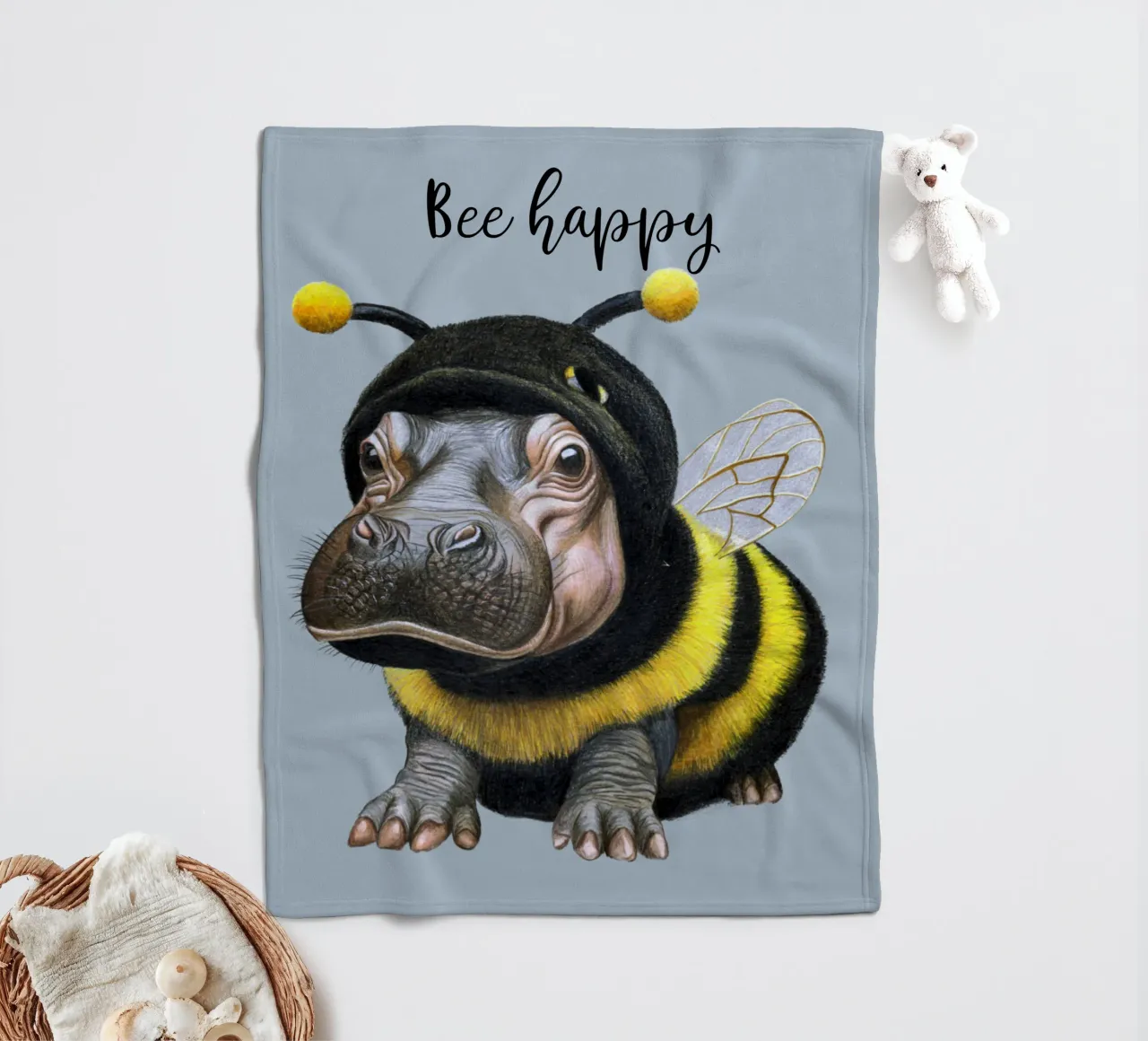 Bee Happy coperta in pile da Graphit und Farbe