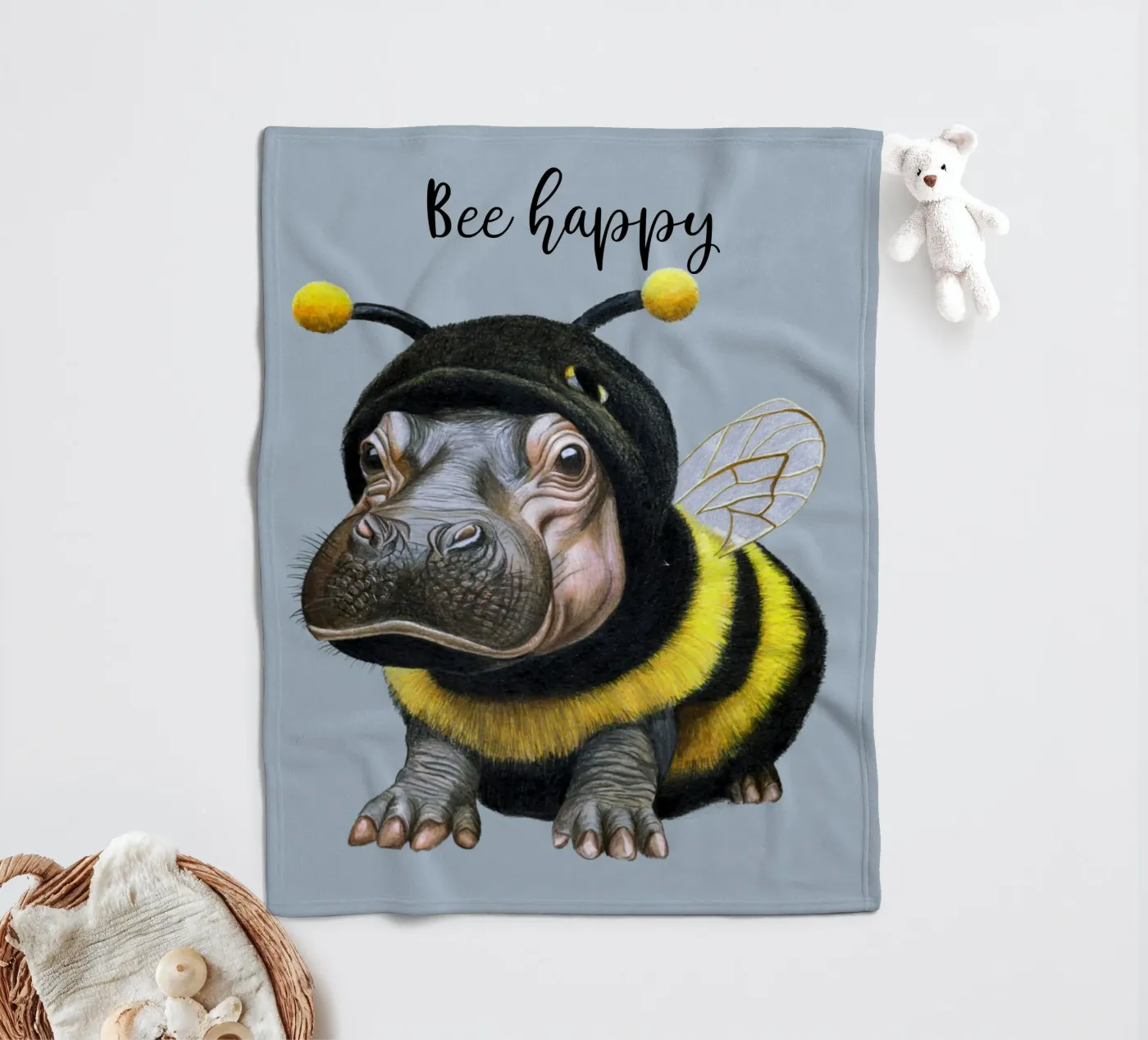 Bee Happy Fleecedecke von Graphit und Farbe