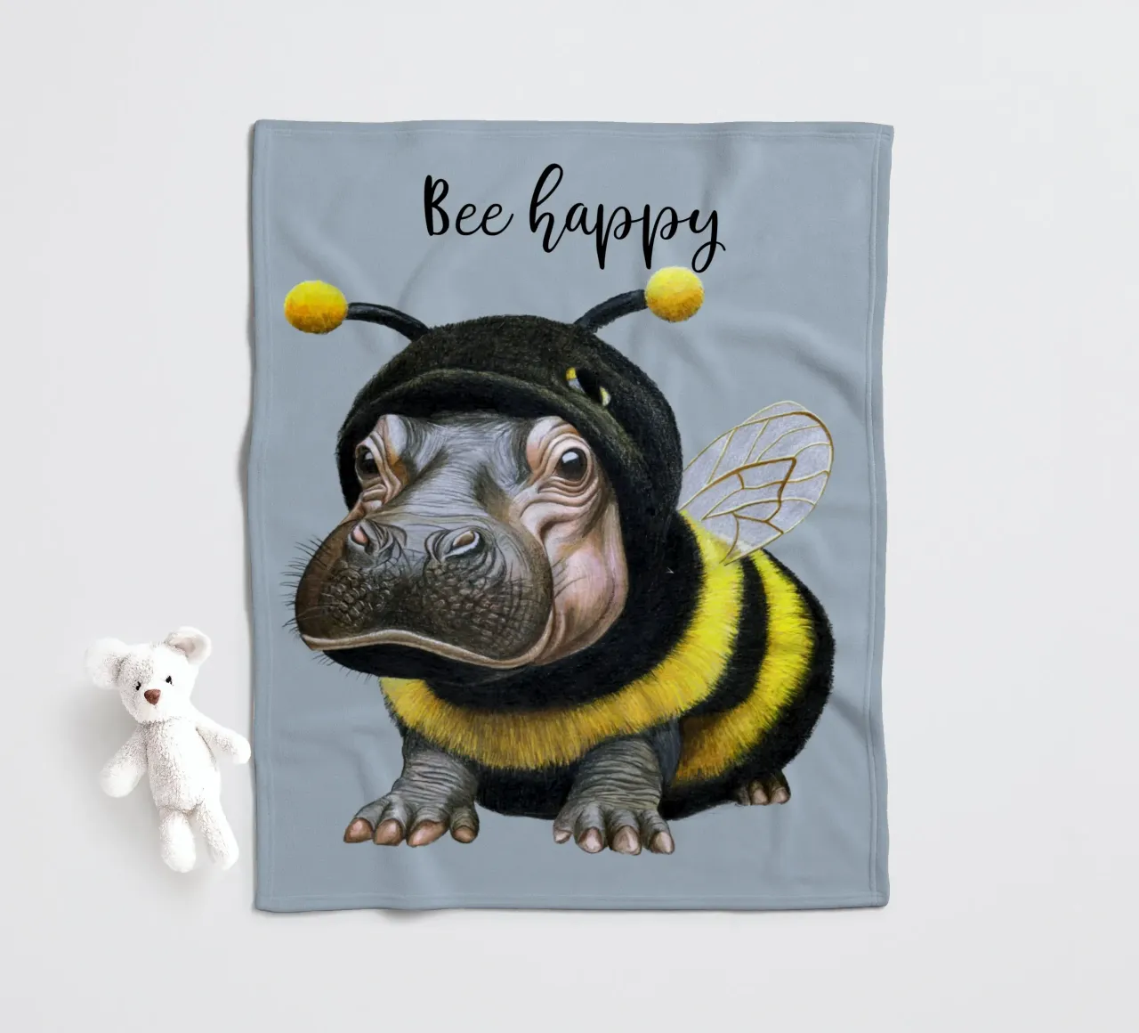 Bee Happy coperta in pile da Graphit und Farbe