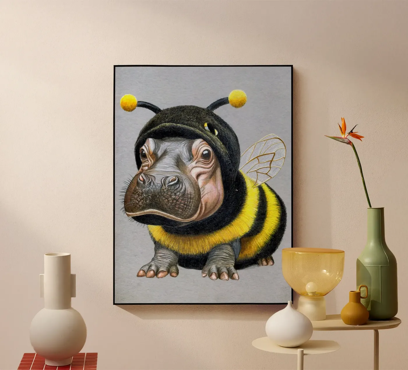 Bee Happy plexiglass da Graphit und Farbe