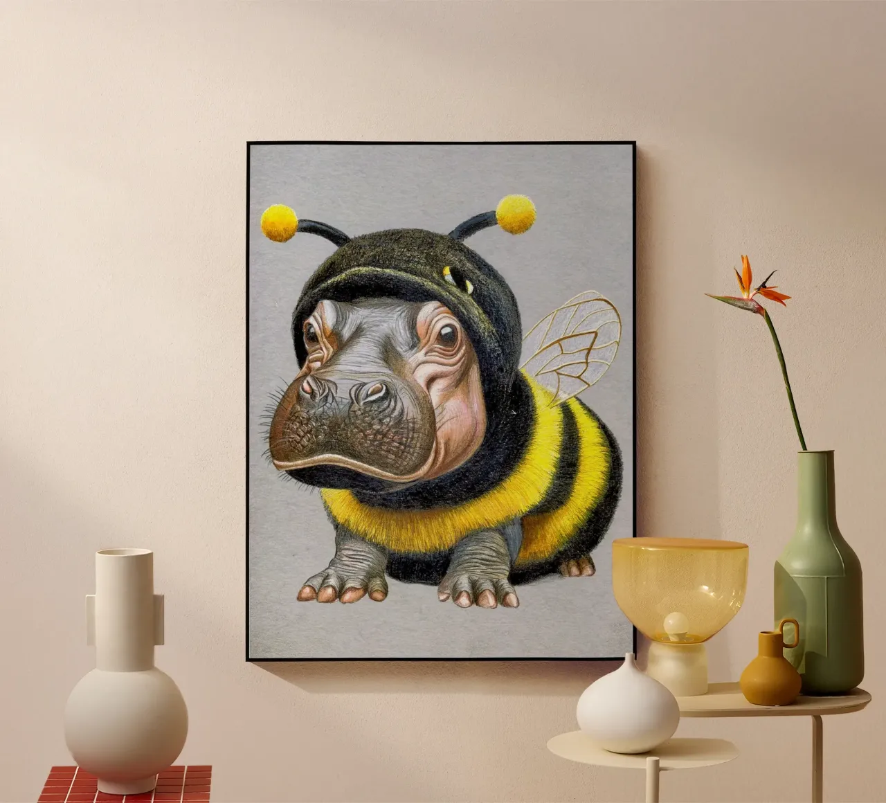 Bee Happy plexiglass da Graphit und Farbe
