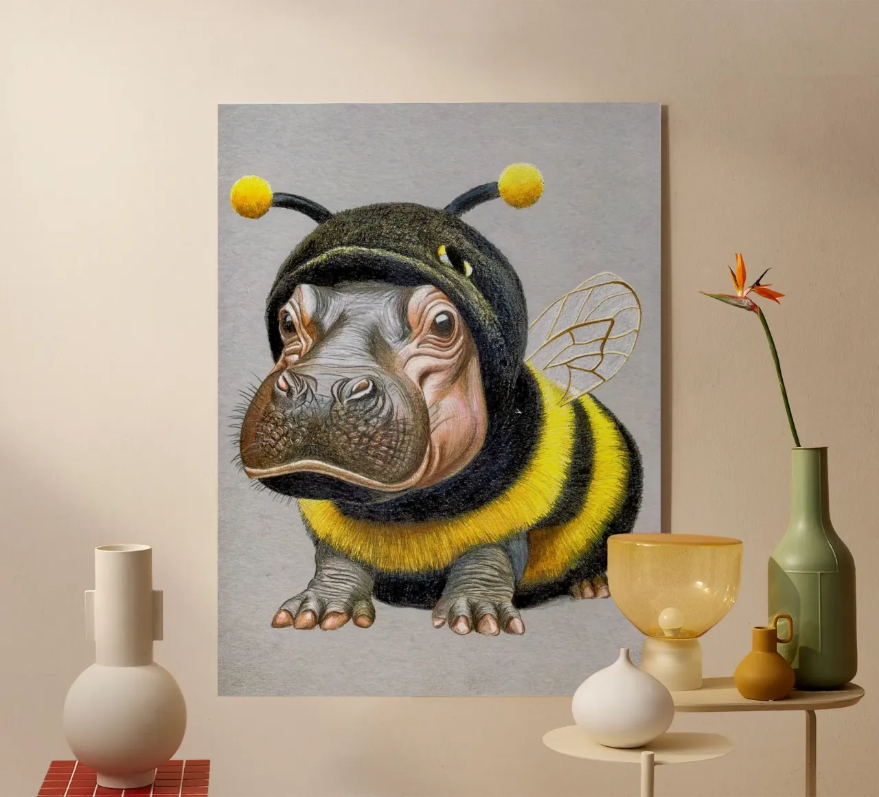 Bee Happy plexiglass da Graphit und Farbe
