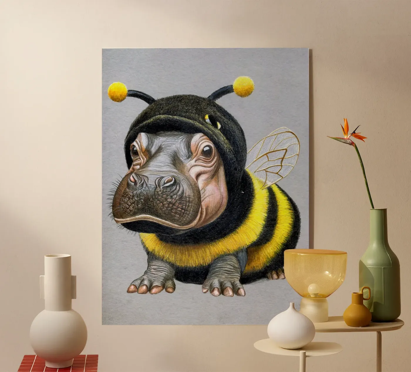 Bee Happy plexiglass da Graphit und Farbe