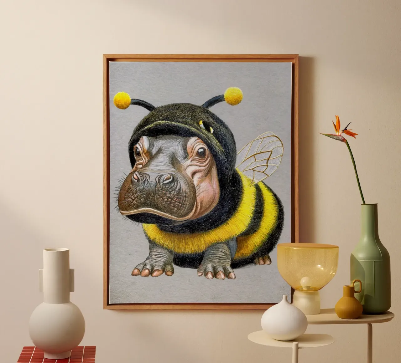 Bee Happy tela con Cornice a cassetta da Graphit und Farbe
