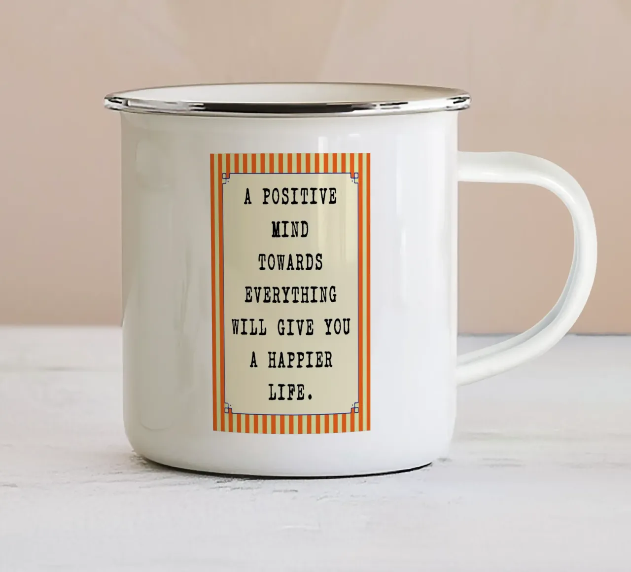 una mente positiva tazza in smalto da tanabaroo