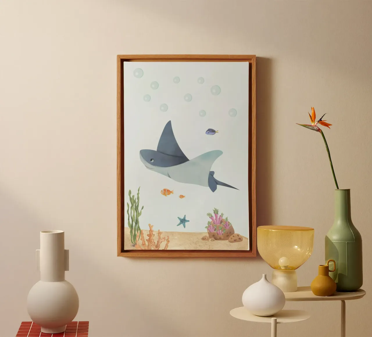 Sunny the Stingray canvas with Floater frame by DesignArt